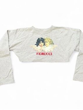 Fiorucci Light Gray Cropped Angel Pullover with Red Logo